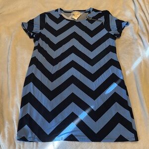 Michael Kors Blue and Black Zipper Detail Minidress